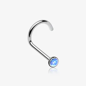 Implant Grade Titanium Fire Opal Bezel Set Top Nose Screw Ring