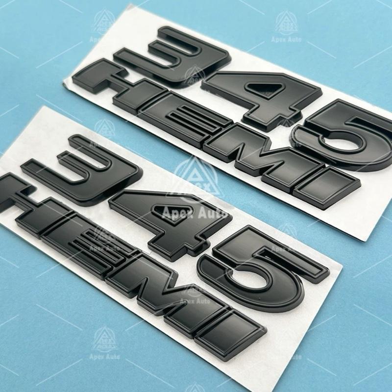 2x Zinc Alloy 345 Hemi Fender Side Emblems 3M REAR ADHESIVE Badge For HEMI SRT Hellcat Matte Black