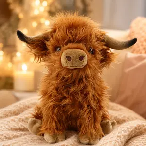Cute Simulation Highland Cow Plush Toy, Cute Cow Design, 1 Count Cow Soft Huggable Adorable Stuffed Toy, Stuffed Animal Realistic, Fluffy Toy Animal Decoration Toy for Boys & Girls, Plushies for Kids,Christmas Gifts For GF
