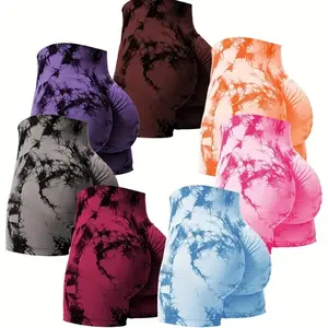 Yoga Shorts Ribbed Seamless Workout High Waist Cross Over Athletic Leggings