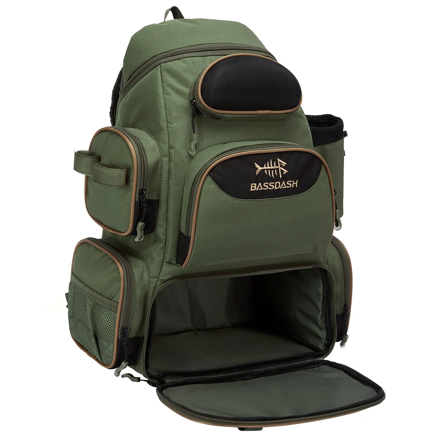 BASSDASH Fishing Tackle Backpack Water Resistant Lightweight Tactical Bag Soft Tackle Box with Rod Holder and Protective Rain Cover BASSDASH Fishing Tackle Backpack Water Resistant Lightweight Tactical Bag Soft Tackle Box with Rod Holder and Protective Rain Cover