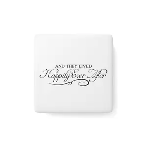 Happily Ever After Porcelain Magnet, Romantic Gift, Wedding Decor, Kitchen Decor, Engagement Gift, Love Quote Glossy Magnetic