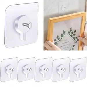 10-Pack Strong Adhesive No-Drill Hooks, Invisible Screw Pads, Multi-Purpose Wall Hangers, Suitable for Frames, Photos, Tile Decor
