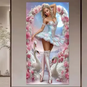 1 set of DIY diamond painting kit, 5D diamond art set, DIY decoration ballet, swan, rose. Mosaic, diamond art, DIY art home decoration.