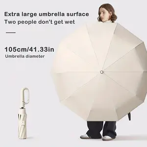 Auto Open Close Umbrella Windproof Waterproof Sun UV Protection Compact Folding Sunshade Parasol for Men Women Outdoor Portable Large Size Hook Attached for Rain and Shade Lightweight