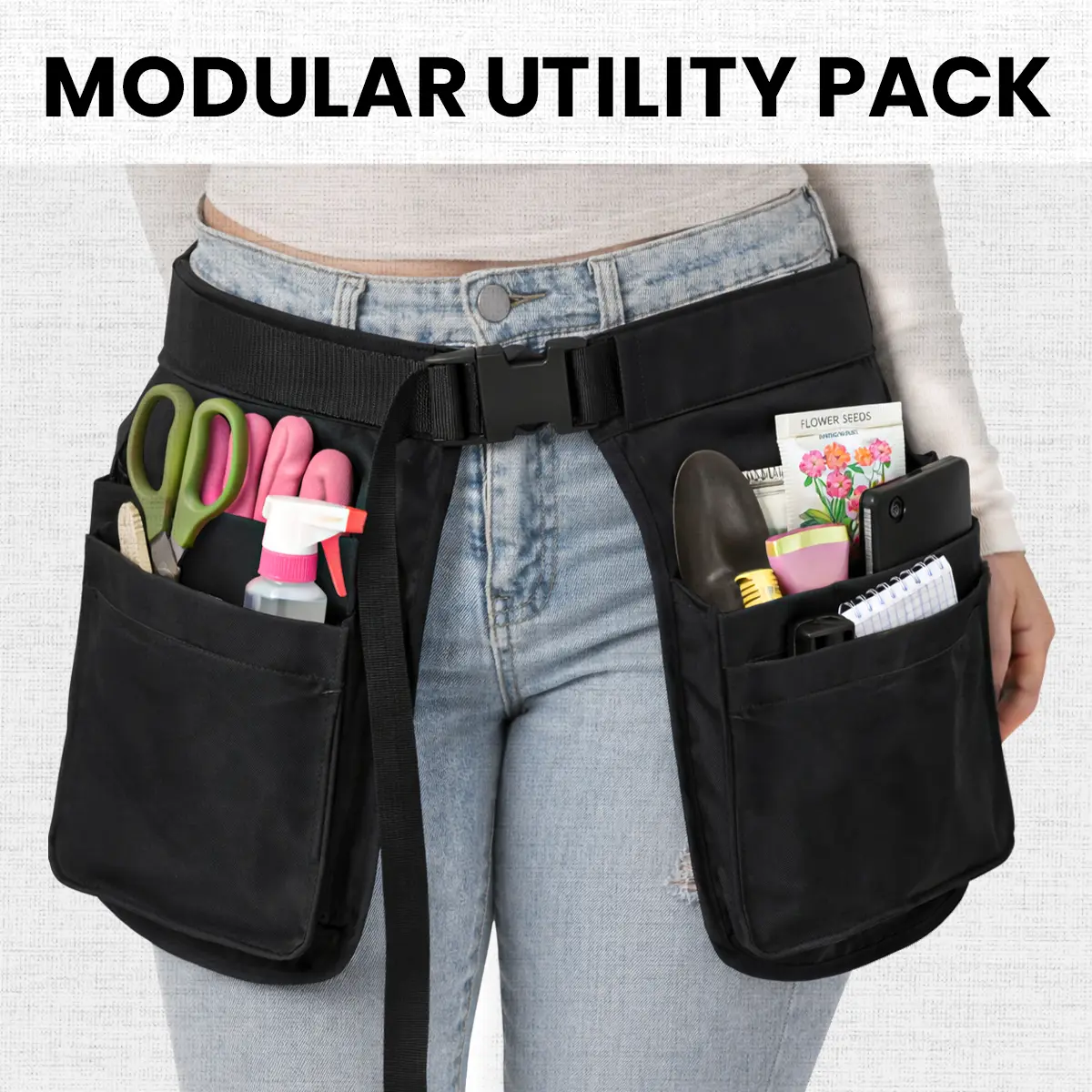 3-in-1 Detachable Modular Utility Tool Belt, Adjustable Multi-Pocket Large Capacity Waist Pack Organizer for Gardening, Cleaning, Pet Training, DIY, Crafting, Home Repair, Florist Work, Dog Walking & Work Supplies, Hands-Free Tool Pouch for Women & Men