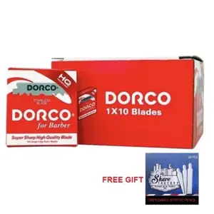1000 Dorco Single Edge Pre cut Half Shaving Blades for Professional Barbers Blades for Barber salon Shop Red Bulk Pack with free styptic stick pack