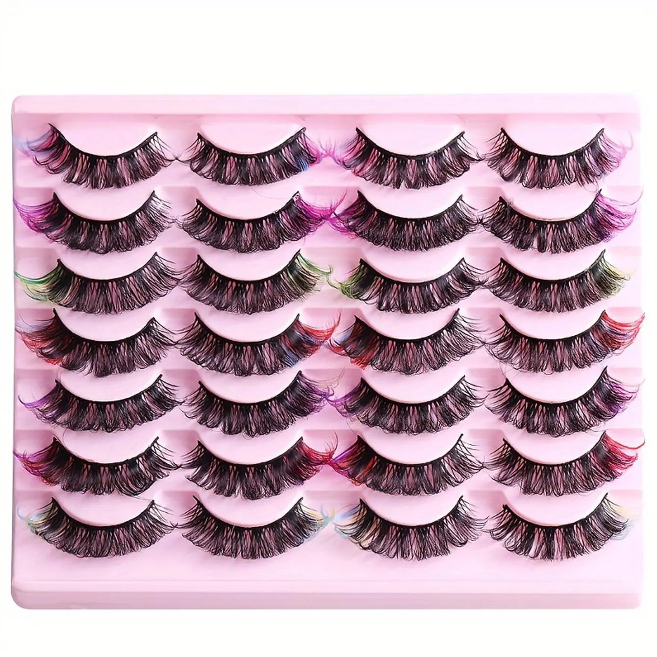 14 Pairs Colorful Fluffy False Eyelashes, Fancy Lashes, 3d Effect, Bright Colors, Lightweight Comfortable, Easy To Wear, Long-lasting, Create Alluring Seductive Appearance, Eyelash Extensions