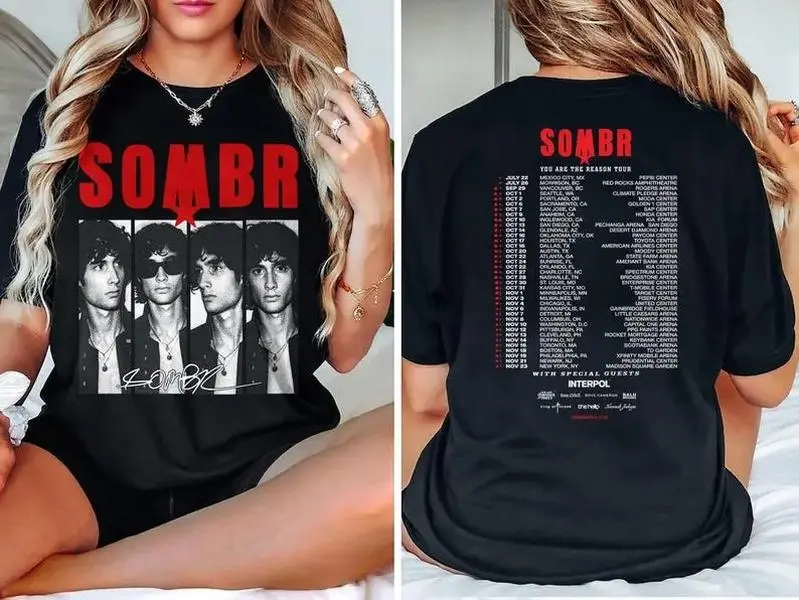Sombr You Are The Reason Tour Shirt 2-Sided, Sombr Interpol Concert Merch with Tour Dates, Music Fan Concert Tee