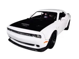 2018 Dodge Challenger SRT Hellcat Widebody White w/ Black Stripes - Diecast 1:24 Scale Model - Motormax 79350WH