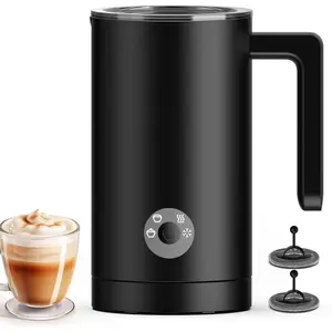 Milk Frother Electric, 4-in-1 Milk Frother and Steamer for Latte, Cappuccino, Hot & Cold Milk Froth Maker, Automatic Milk Steamer and Frother, Quiet One-Touch Operation, Easy to Clean