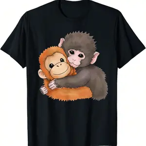 Cute Baby Monkey Named Punch Plush Hugging T-Shirt