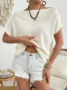 Women's Plain Sweater Pullover, Casual Elegant Chic Jumper for Daily Wear, Ladies Knitwear for All Seasons