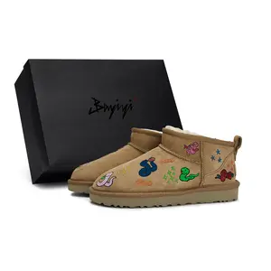 UGG Classic Ultra Mini 811 Women's Ankle Snow Boots with Special Box, Warm and Cute Design Trending Shoes, House White Official Shoes to Get / Maison Mihara