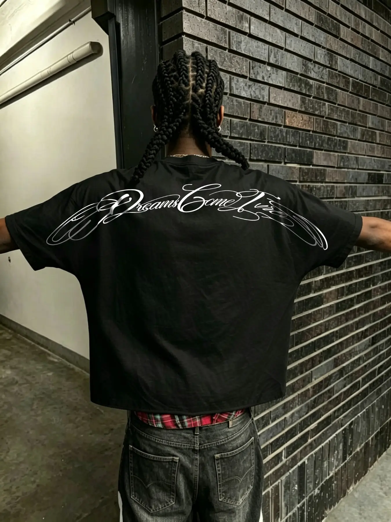 Men's short-sleeved shirt with batwing sleeves, Baggy, Loose, Streetwear, Casual and a bold, exaggerated lettering pattern. Suitable for layering or wearing alone, perfect for back-to-school, vacation, and everyday occasions, Menswear