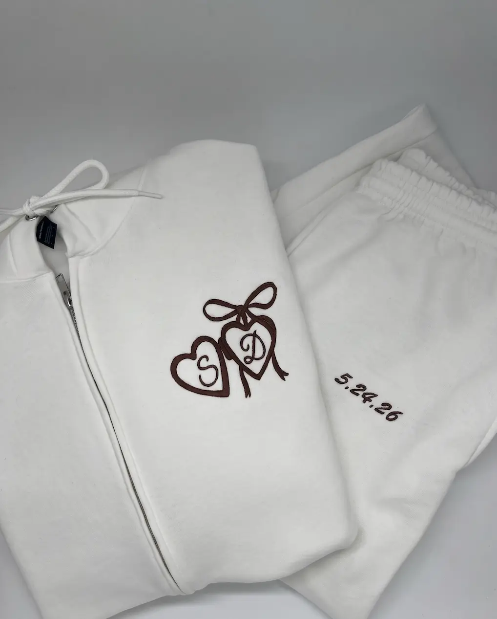 Custom Locket Embroidered Initials Zip & Sweatpants Set