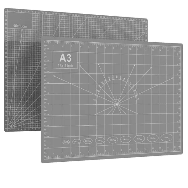 Self-Healing Cutting Mat, 17x11 in A3 Double-Sided Non-Slip Craft Pad with Grid Ruler for DIY Craft, Sewing (Office Cutting Supplies)