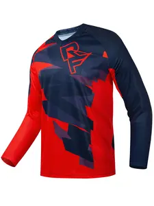 Men's Long Sleeve Motorcycle Riding Suit, Boyfriend Style Bicycle Shirt, Mountain Bike Downhill Off-Road Gear, Motocross Jersey, Sporty Fitted Clothing
