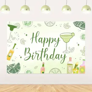 Margarita Party Decorations Women, 5x3ft Margarita Happy Birthday Backdrop Banner Cocktail Weenies and Tinies Party Photo Background Props for Margarita Bar Birthday Lemon Vinyl