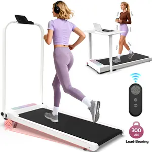 【KINMAC】Foldable Treadmill with Handle Bar & Incline 2 in 1 Upgrade Portable Under Desk Walking Pad Vibration Pad Remote Control for Home Office Small Spaces
