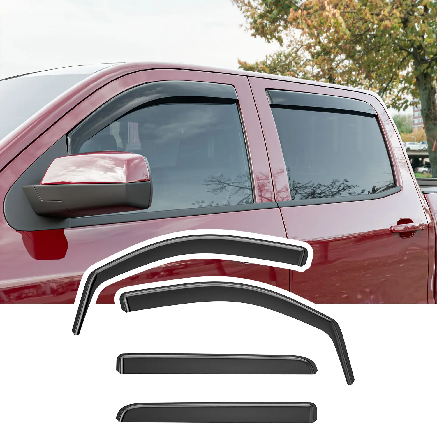 [Fits 14-26 Silverado & Sierra 1500]Side Window Visor Deflector Compatible with 2014-2018 2019-2026 Chevy Silverado GMC Sierra 1500 Crew Cab Replacement for 2014-2018 Silverado Accessories