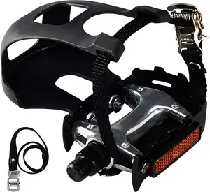 Pro-Grade Spin  Pedals with  Clips & 4D Adjustable Straps - 9/16" Alloy Spindle for Mountain Road Bikes/Peloton/Schwinn/Sunny Bikes | 500lb Load Capacity + 12-Month Warranty