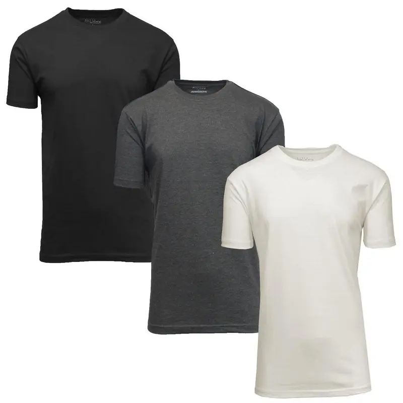 Men's 3-Pack Short Sleeve Crew and V-Neck Cotton Blend Classic Tee's