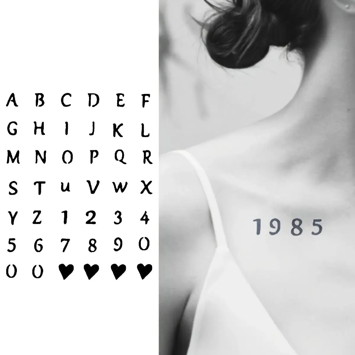 Temporary Tattoo Kit - Alphabet Shapes, Bold Letters, Genipin Base, Handwritten Design, Numbers, 14-Day Long-Lasting Beauty & Personal Care Makeup Accessory