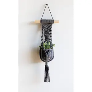 Macrame Plant Hanger - Becca - Steel Grey