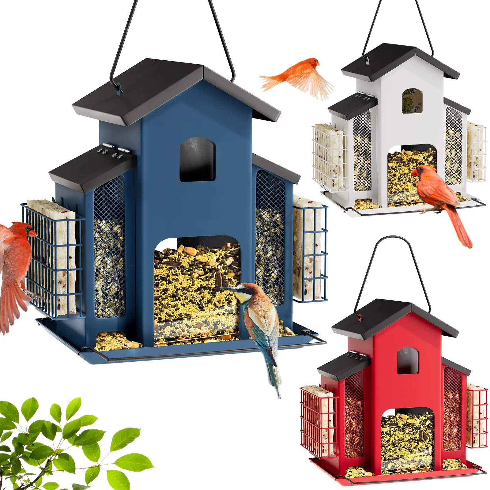 Wildpark 5LB Church Metal Hanging Bird Feeder for Outdoors Weatherproof Suet Feeders for Outside Hanging Large Bird Feeders Great for Attracting Finch Woodpecker and More Wild Birds White