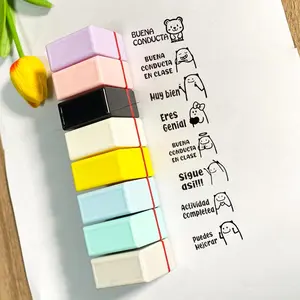 Rubber Stamp, 1 Count Colorful Square Teacher Stamp, Self Ink Stamp for Homework, Office Stationery & Supplies, Educational Stamp