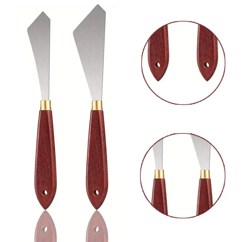 2-Piece Palette Knife Set, Stainless Steel Scraping Tool, Ideal for Oil & Acrylic Paints, Durable Art Supply Accessory