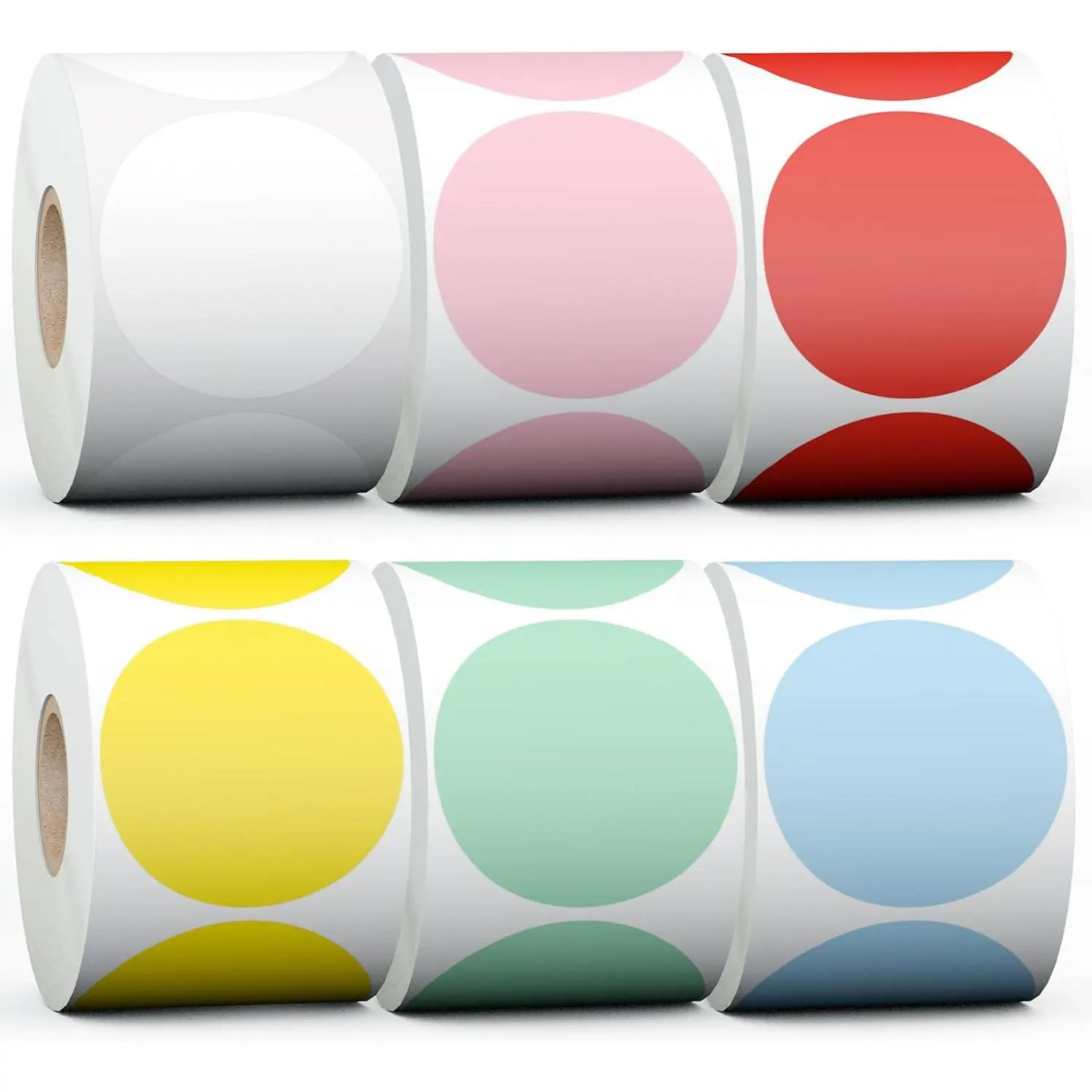 2" 4500 Labels 6-Color Assorted Circle Direct Thermal Stickers Label Rolls Bulk Set Compatible for  Rollo MUNBYN POLONO & Other Thermal Printers,Self-Adhesive Round Direct Thermal Labels