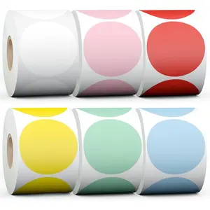 2" 4500 Labels 6-Color Assorted Circle Direct Thermal Stickers Label Rolls Bulk Set Compatible for  Rollo MUNBYN POLONO & Other Thermal Printers,Self-Adhesive Round Direct Thermal Labels