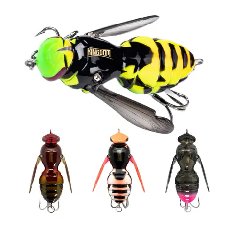 Kingdom Floating Hornet-Style Plastic Fishing Lures Kit - 40mm, Noisy Splash Action, Realistic Crawling Bait for Bass, Glow & UV Saltwater Options, UV Glow Kit Features