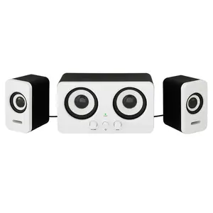 3-Channel 4-Driver Desktop Computer Speakers, Independent Bass & Volume Control Wired Audio System, Front Subwoofer Unit & Twin Satellite Speakers with LED Light & 3.5mm AUX