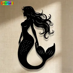 1pc Romantic Mermaid Metal Wall Art, Statue Mural, Iron Craft, Perfect for Bedroom, Boudoir, Love Alcove Decor, Silhouette Wall Decor, Intricate Craftsmanship, Valentine's Decor, Modern Home Decor, Ideal Gift for Fantasy Enthusiasts, Decoration