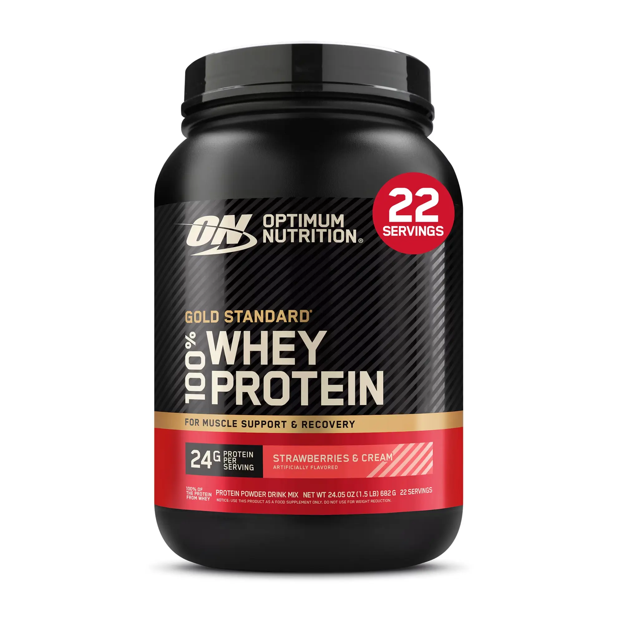 Optimum Nutrition Gold Standard Whey Protein Powder, Strawberry & Cream Flavor, 22 Servings Bundle with Pre-Workout, High-Quality Energy, Muscle Support, Prop 65 Safe