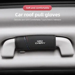 2Pcs Car Suede Leather Roof Handle Protective Cover For Chery Tiggo 8 9 7 5 5X 3X Arrizo 8 5 Fulwin T9 A8 T8 T10 T6 A9 E05 Omodas Amulet Eastar QQ E5 E3 A5 A3 A1