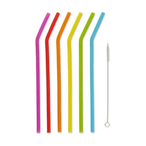 RSVP Set of 6 10" Reusable Silicone Straws w/Brush RSVP Set of 6 10" Reusable Silicone Straws w/Brush