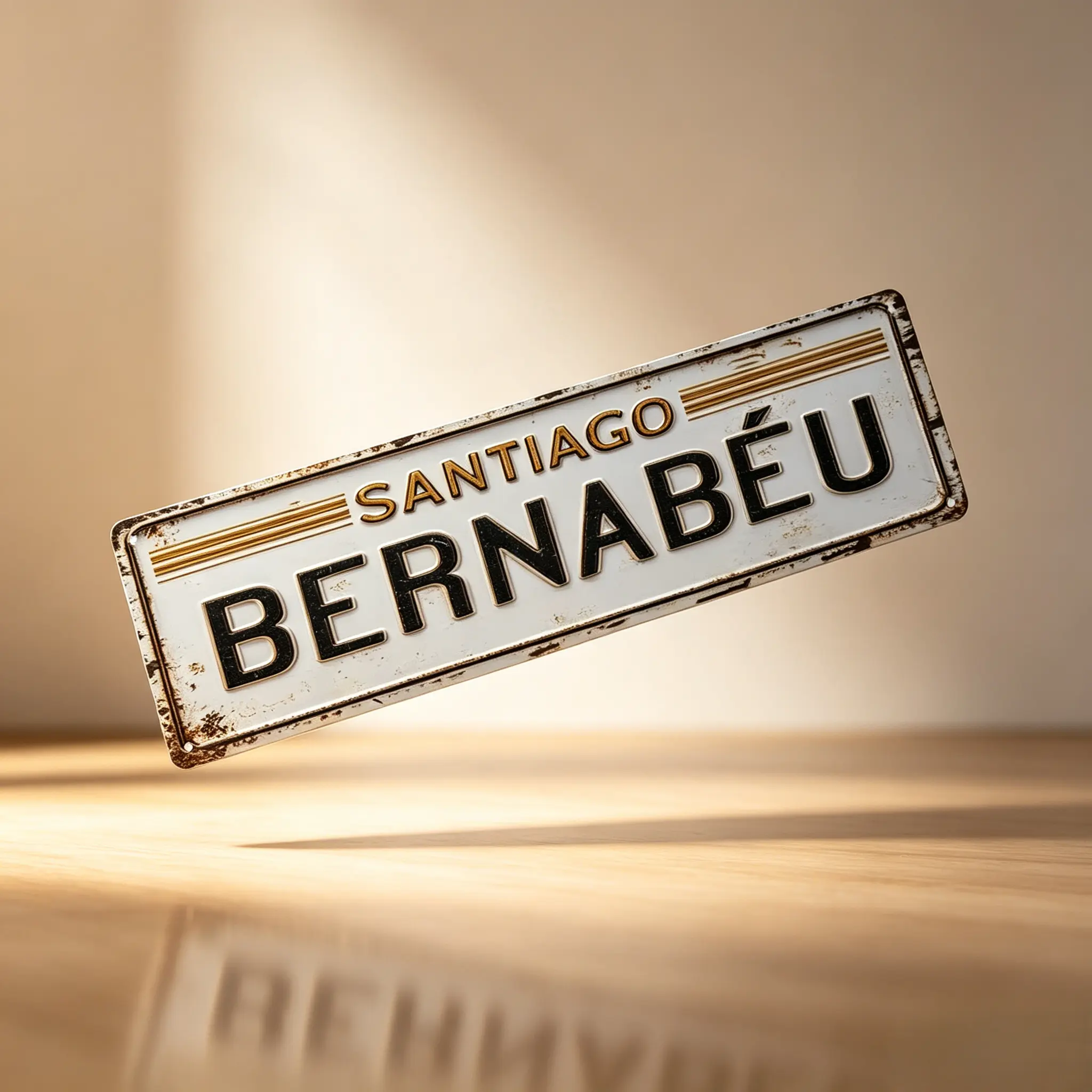 Santiago Bernabéu Retro License Plate Metal Sign - Real Madrid Fan Decor, Aluminum-Based Metal-Toned Sport-Inspired Decorative Home Sign for Man Cave, Unique Gift for Madridistas Soccer Fans, Aluminum-Based Home Signs, Decorative Home Signs
