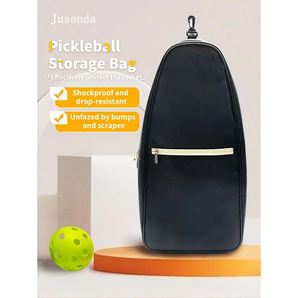 Jusenda Black Pickleball/Padel Storage Bag Can Store 2 Rackets&4 Balls,Waterproof Shoulder Sports Bag,Pickleball Racket Bag