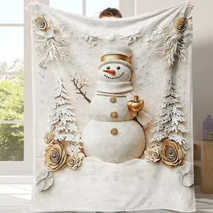 Christmas Santa Claus 3D Vision Blanket, Flannel Soft Plush Throw, Warm Comfortable Sofa Bed Cover, Home Office Travel Camping Gift