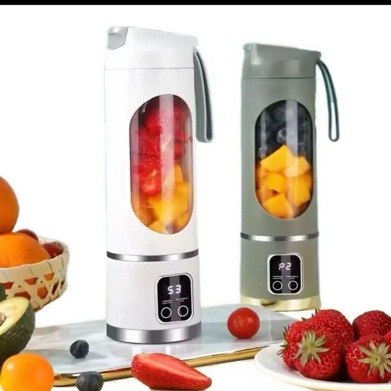 Portable USB Rechargeable Blender with Colorful Fruit Juicing Options and User-Friendly Controls