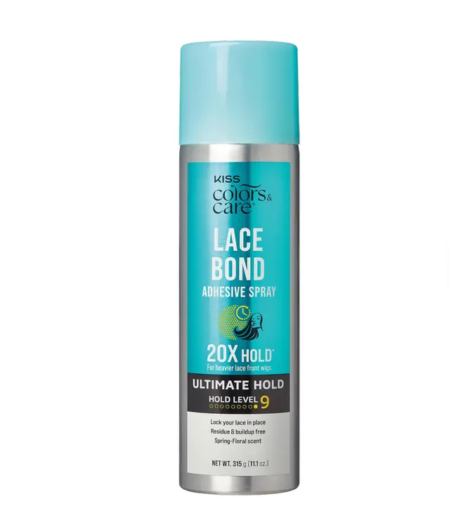 KISS Colors & Care Ultimate Hold Lace Bond Spray, Adhesive Styling Spray for Lace Wigs, Unisex Haircare, 11oz, Adhesive Spray