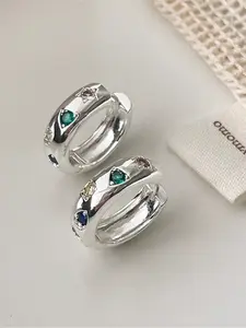 Geometric earrings for Women & Girls Synthetic Zirconia Inlay Fashion Design Hoop Earrings Daily Wear Jewelry Accessory for All Seasons