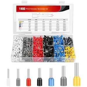 Nilight 1900PCS Wire Ferrule Terminals Kit AWG 22 20 18 16 14 12 10 Gauge Crimp Connectors Nylon Insulated Pin Cord End Insert Type for Single Double Electric