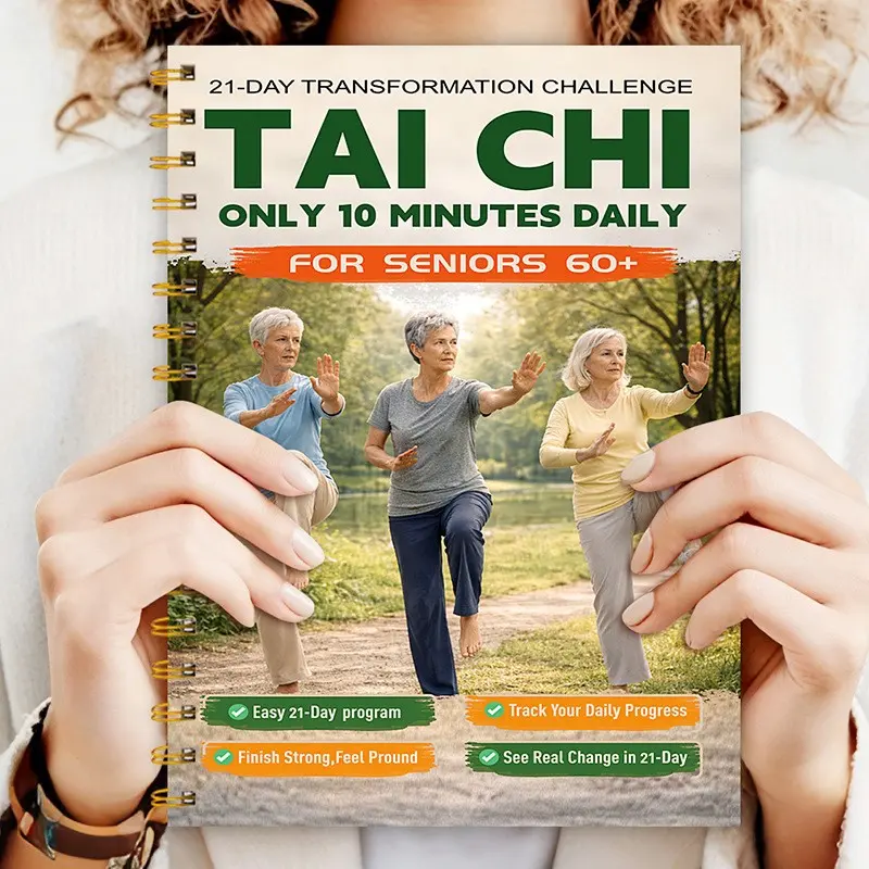 Tai Chi Walking for Seniors, 28-Day Plan, 10-Minute Daily Practice, Illustrated Movements, Improves Balance, Overcomes Fall Fears, Healthy Spiral Bound Book