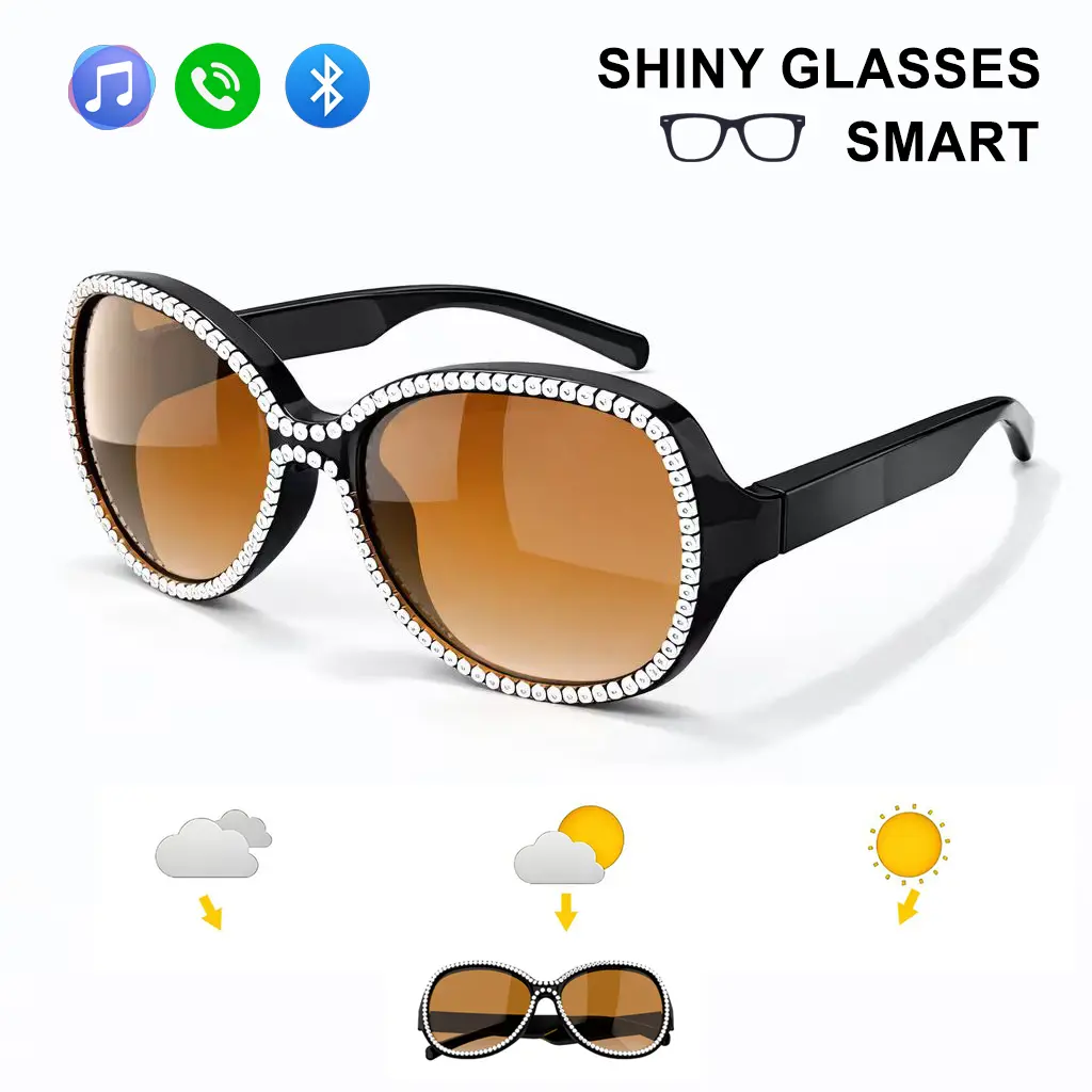 DVKIX 2026 New Durable Bluetooth 5.4 Smart Glasses - USB Wireless Audio Glasses with Sparkling Modern Design, Call Answering, Music Player, UV Protection, Waterproof & Sweatproof for Cycling, Father's Day Gift Option