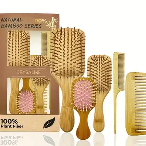 Premium 5-Piece Bamboo Comb Set for Gentle Detangling, Styling & Scalp Comfort
